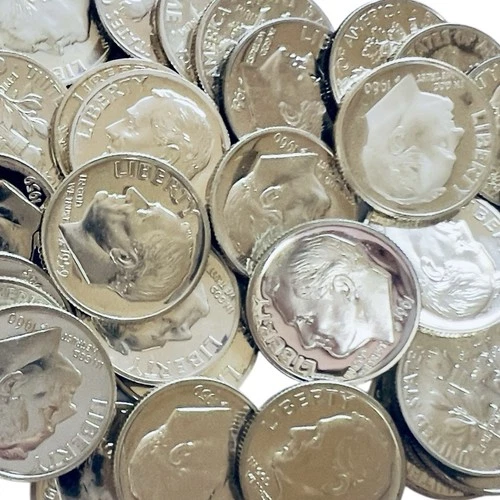 1959-1966 P Roosevelt Proof Silver Dimes, Lot of 38, 90% Silver, UNC, #462