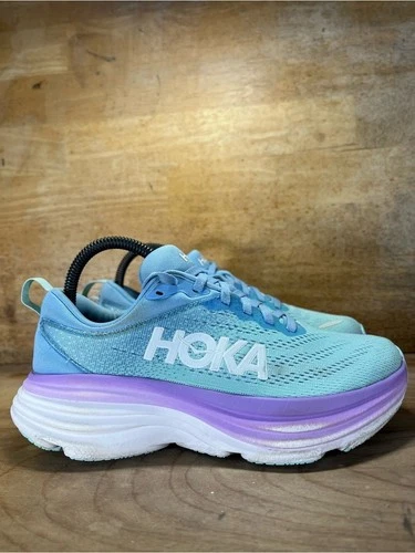 Hoka One One Bondi 8 Womens Size 7 Wide Running Shoes Sneakers Blue Purple