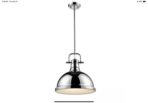 Golden Lighting Duncan 1-Light Chrome Pendant with Rod 3604-L CH-CH - Picture 2 of 3
