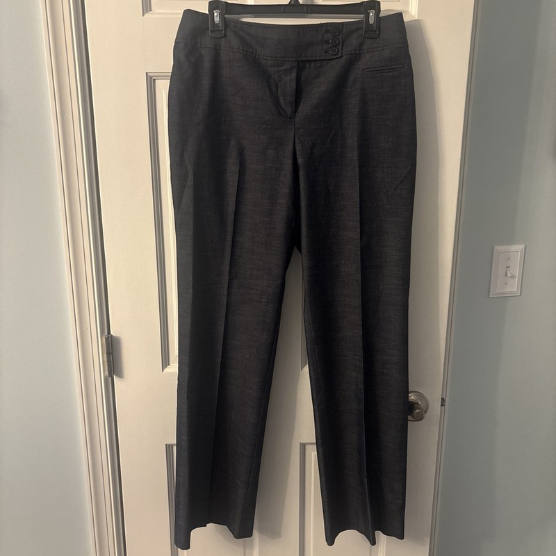 Anne Taylor Loft Straight Wide Leg Dress Pants Navy Blue Distressed Size 8