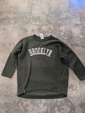 Butik Bluza Oversize Khaki Oliwek Napis Brooklyn Zamki Suwaki M L