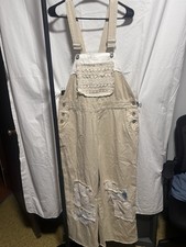 Pol Kaki Overalls With Patchwork Lace Detail New With Tag