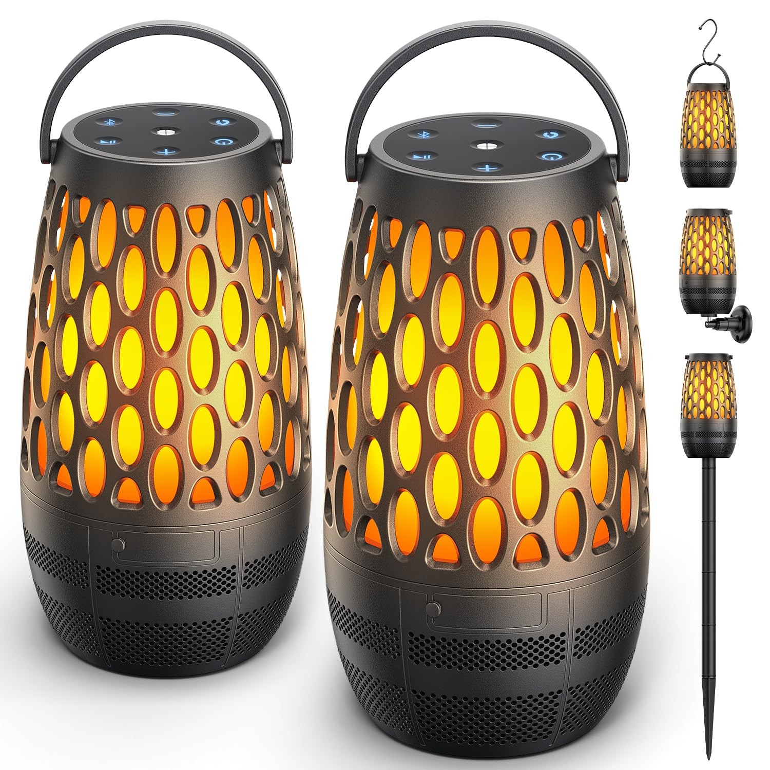 Outdoor Speakers Bluetooth Waterproof IPX6 with Flame Lights