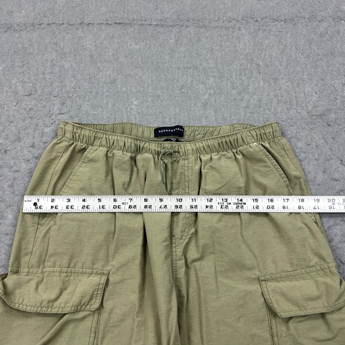 Aeropostale Parachute Cargo Pants Womens L Green Utility Pockets Drawstring Y2K - Picture 7 of 16