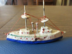 3 Vintage Miniature Wood Toy Boats - Ocean Liner, Military Cruiser & Sailboat — photo 3