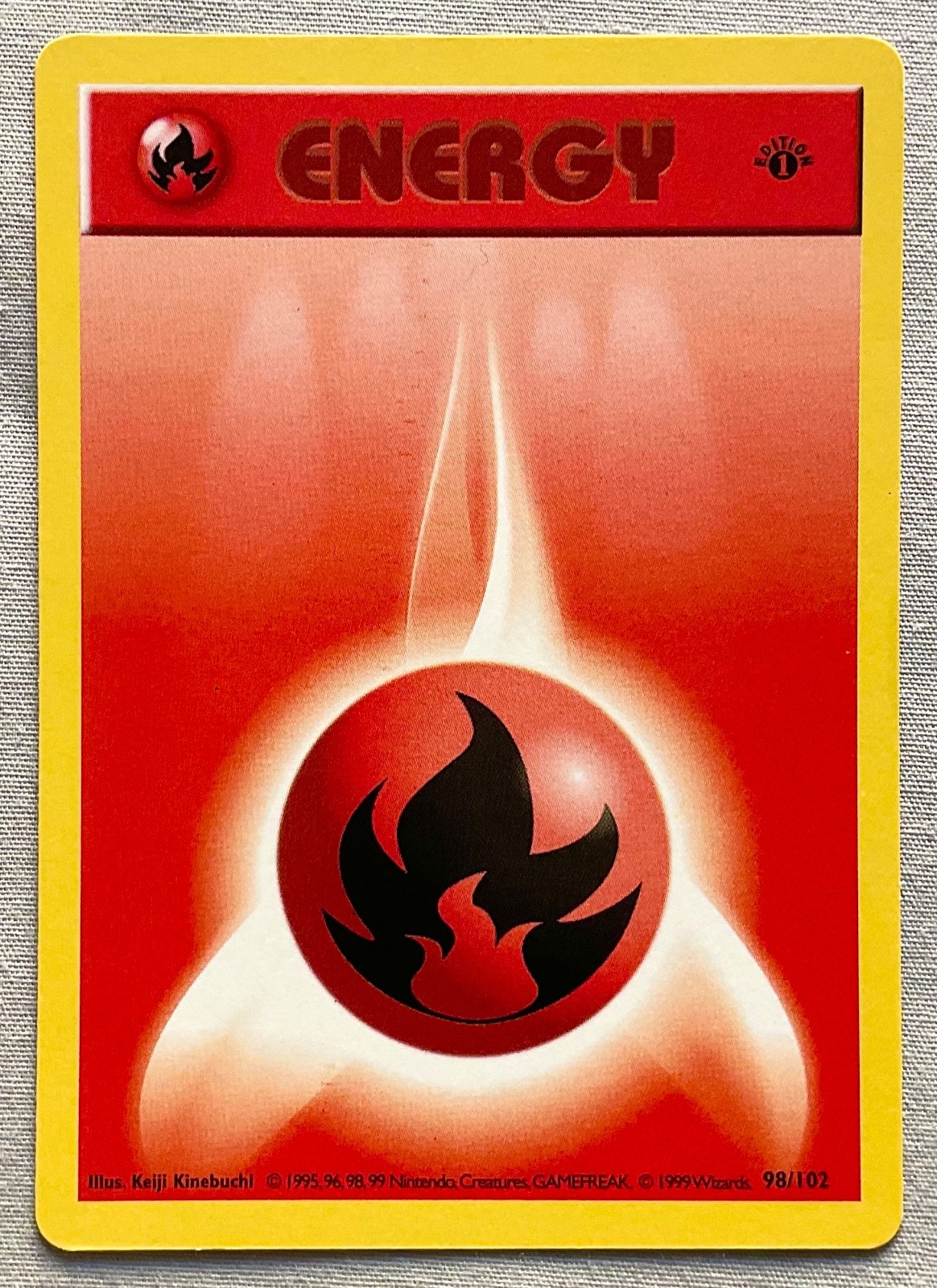 Pokémon 1st EDITION Shadowless Fire Energy #98/102 - 1999 Base Set - LP Cond.