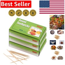 Deluxe 2400 Count Natural Wooden Toothpicks in Elegant 3 Box Set for Catering