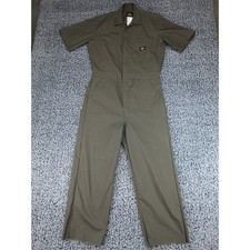 Dickies Short Sleeve Coveralls Mens Small Olive Green Utility Workwear Jumpsuit