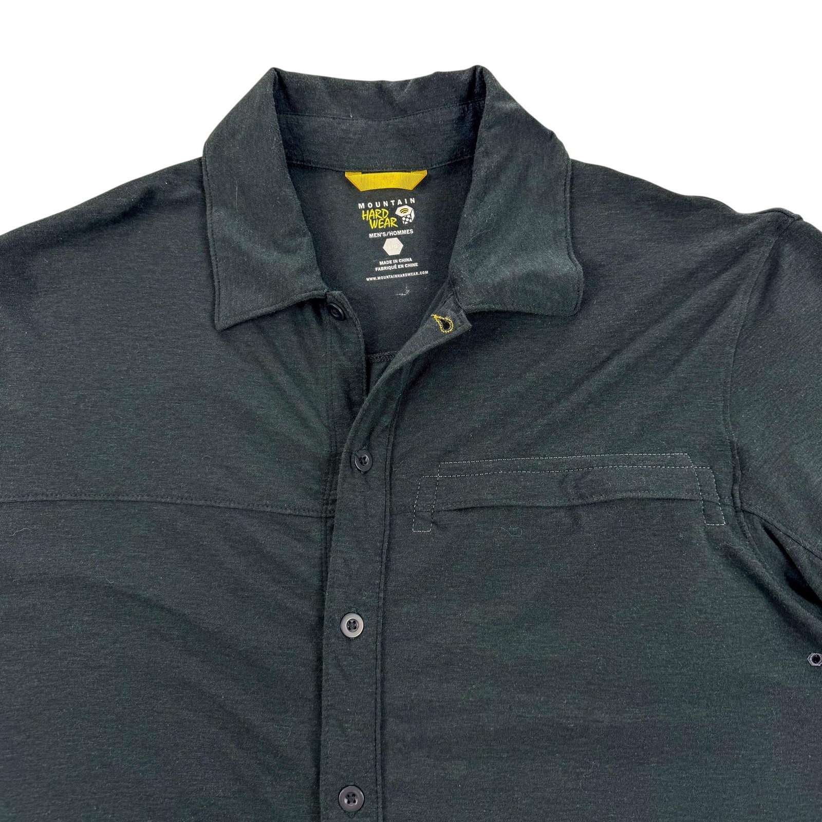 Mountain Hardwear Shirt Mens Large Black Stretch Short Sleeve Button Up Outdoor