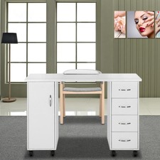 Manicure Nail Table Station Desk Spa Salon Beauty Equipment 4 Drawers Cabinet