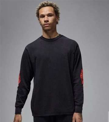 NEW NIKE JORDAN RARE AIR DISTRESSED LONG-SLEEVE SHIRT BLACK IB3134