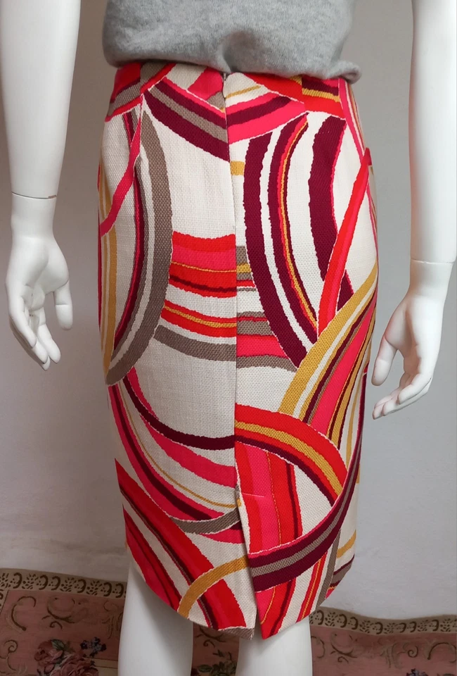 CINZIA ROCCA Rock Rottöne/Curry/Offwhite gerader Schnitt Co  Muster It44 De38/40 - Bild 4 von 4