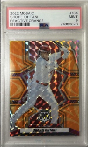 2022 Panini Mosaic #164 Shohei Ohtani Reactive Orange Mosaic PSA Mint 9
