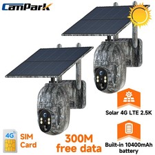 2 Solar Power 4G LTE Cellular PTZ Trail Camera 2.5K Instant Alert Night Vision