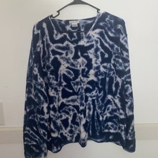 Avalin Blue 100% Cotton V-Neck Sweater Coastal One Size Made in USA