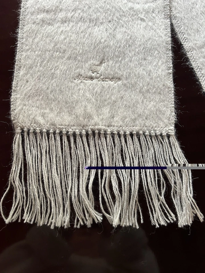 Light Gray Soft Alpaca Camargo Fringed Scarf/Wrap Peru - Image 2 of 4