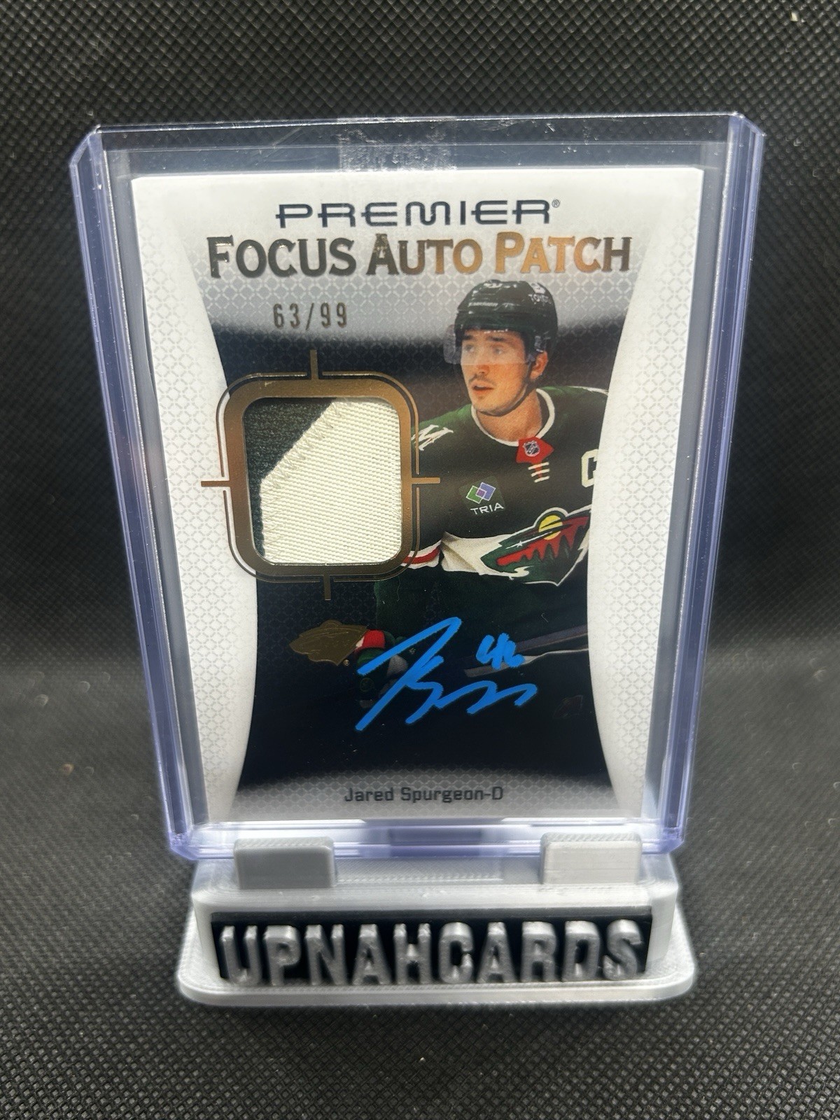 Jared Spurgeon 2025-26 Upper Deck Premier Focus Patch Auto /99
