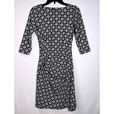 J.McLaughlin Medallion Floral Ruched Sheath Dress Size XS Black White