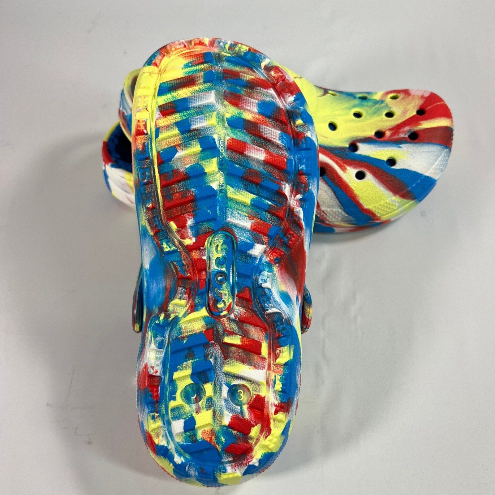 Crocs Kids' Classic Lined Marbled Clog Sulphur/Multi Tie-Dye Blue Fur Size 3 image 8