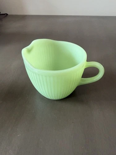 Fire King Vintage Jadeite Ribbed Creamer