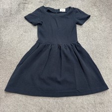 Ganni Fit & Flare A-Line Mini Dress Womens XS Navy Blue Textured Cotton Casual