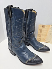 Vintage Tony Lama Boots Womens Blue Sz 5.5 A Narrow Lizard  Leather Western 70s