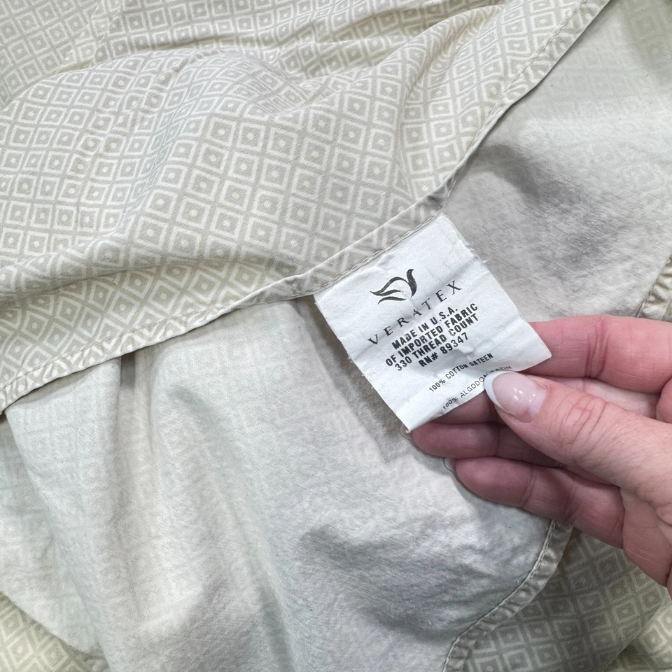Sábana plana veratex king marrón cuadrados geométricos 100% algodón tradicional Foto 3 de 4