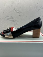 Frances Valentine Leather Pump Dark Navy Crock/Pink Haircalf S.8.5B MSRP 428.00