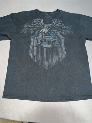 MMA Elite Short Sleeve Shirt Men s XL Black Eagle U.S. Flag -3666