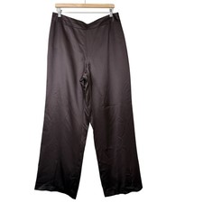 VTG 90s Talbots Silk Satin Chocolate Brown Wide-Leg Pants 16 Minimalist Preppy