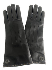 Coach Women  s Black Leather Cashmere Lined Gloves size 7 Flow Read