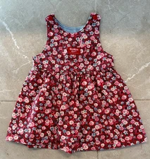 Vintage Oshkosh Dress Flowers Size 3T USA 100% Cotton Girls Red Pink Blue