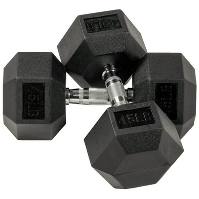 BalanceFrom Rubber Encased Hex Dumbbells, 10-50 lbs Pair, Black