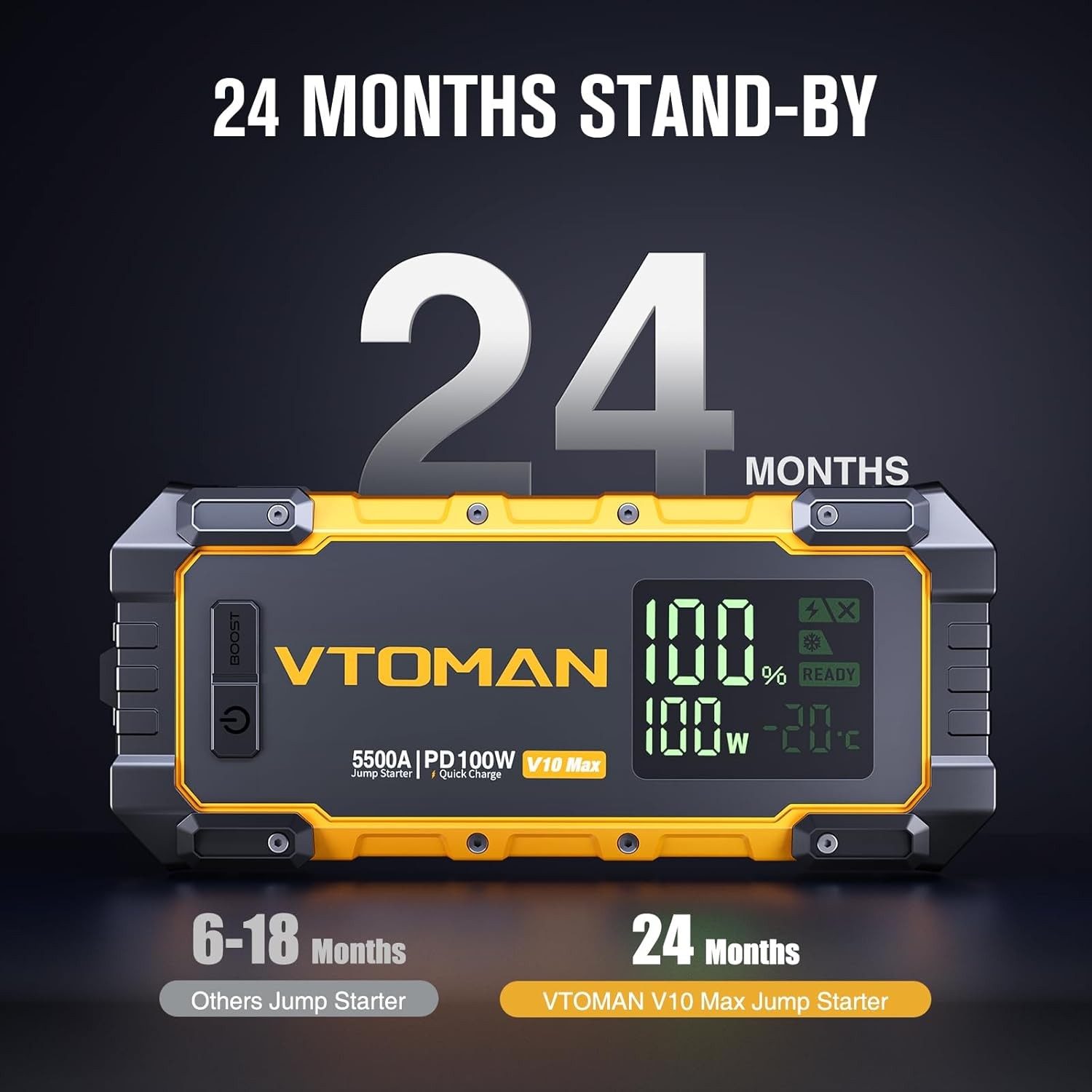 VTOMAN V10 Max 5500A Jump Starter w/100W USB-C Fast Charger Car Battery Jumper S