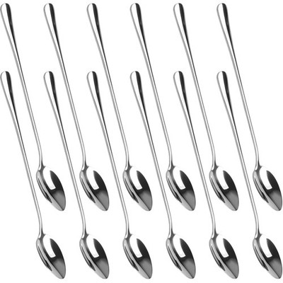 Pack of 12 Long Spoons, Latte Macchiato, 20 cm Cocktail Spoon, Long, Ice Crea...