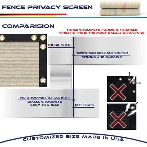4' 5' 8' Privacy Fence Screen Windscreen Garden Yard Mesh Shade Cover w/ Ziptie - Picture 47 of 72