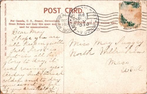 Postkarte Shooting The Lachine Rapids Montreal Quebec Kanada gestempelt 1906 - Bild 2 von 2