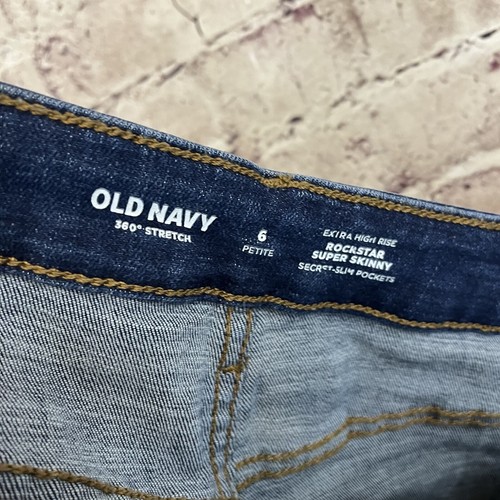 Old Navy Jeans Womens Size 6P Extra High Rise Skinny Rockstar Distressed Hole - Picture 8 of 10