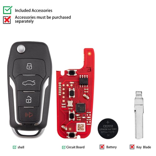 Xhorse XKFO21EN Universal Remote Key Fob 4 Buttons for Ford VVDI Key Tool - Picture 2 of 7