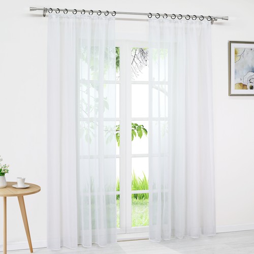 Cortinas Tiendas Cortina Transparente con Cinta Rizada Casa de Campo Voile Salón - Imagen 13 de 31