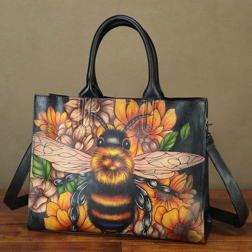 Genuine Leather Women Purses and Handbags Handpainted Shoulder Crossbody Bags - Picture 3 of 9