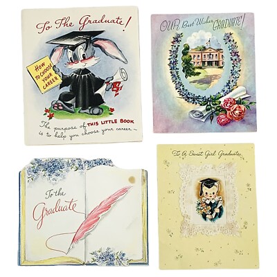 Vintage 1940's Greeting Card Lot of 4 Graduation Cards Hallmark Rustcraft