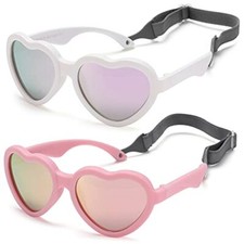 Flexible Heart Shaped Baby Polarized Sunglasses with Strap Adjustable Toddler