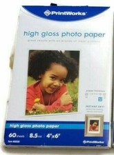New PrintWorks High Gloss Photo Paper 4" X 6" 60 Sheets 8.5 Mil Thickness