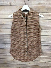 Olive And Oak XS Sheer Hi Lo Blouse Sleeveless Button Front 