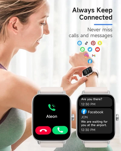 Smart Watch for Women Men for Android iOS, Alexa Built-in, 1.8 IP68 Waterproof