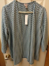 CHICO'S CHEVRON SEA GLUE SPACEDYE 3/4 CARDIGAN/JACKET NEW