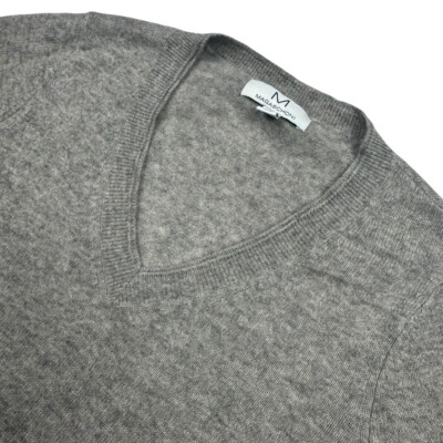 Magaschoni Men's L/S Cashmere V-Neck Sweater Gray   Medium