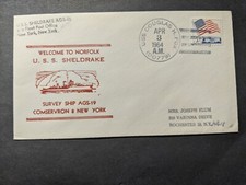 USS SHELDRAKE AGS-19 Naval Cover 1964 Cachet USS DOUGLAS H. FOX DD-779