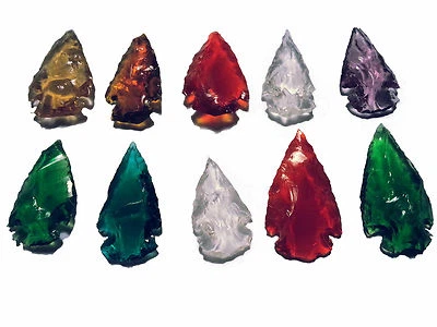 10 Pfeilspitzen pointes fleche punta freccia flecha buntes Glas